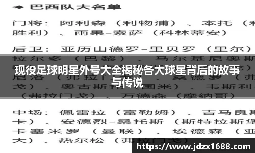 现役足球明星外号大全揭秘各大球星背后的故事与传说